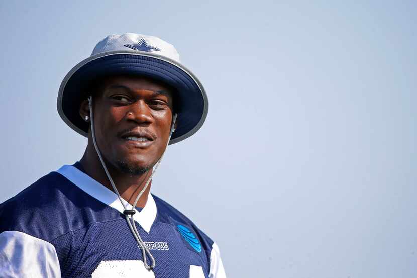 Dallas Cowboys defensive end Randy Gregory attends afternoon practice at the training camp...