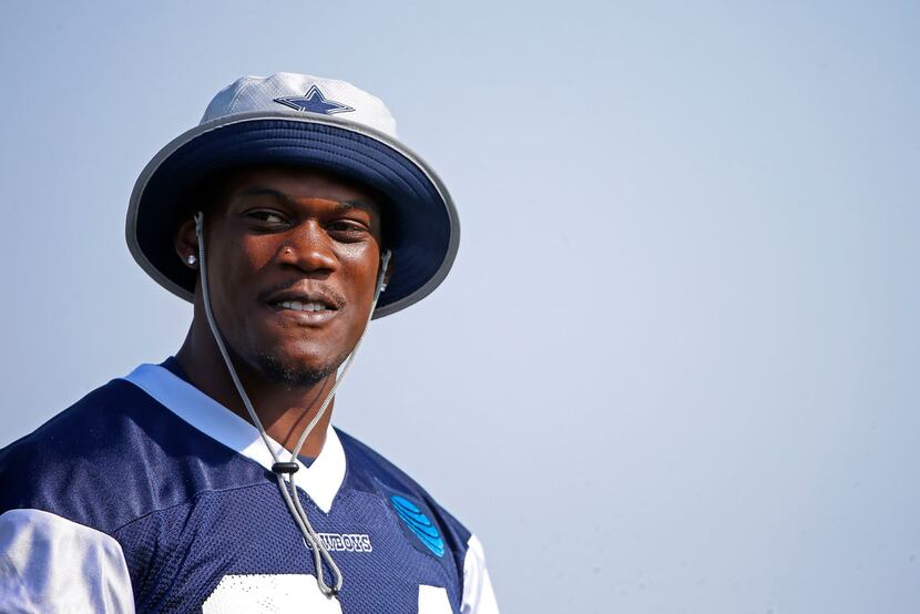 Dallas Cowboys defensive end Randy Gregory attends afternoon practice at the training camp...