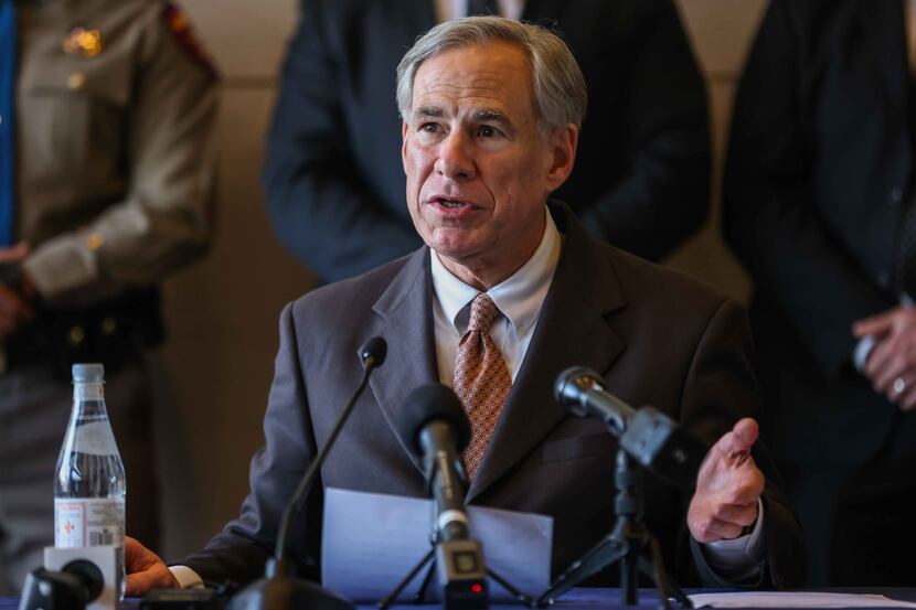 Gov. Greg Abbott, shown at a March press conference in Dallas, said late Thursday that he’ll...