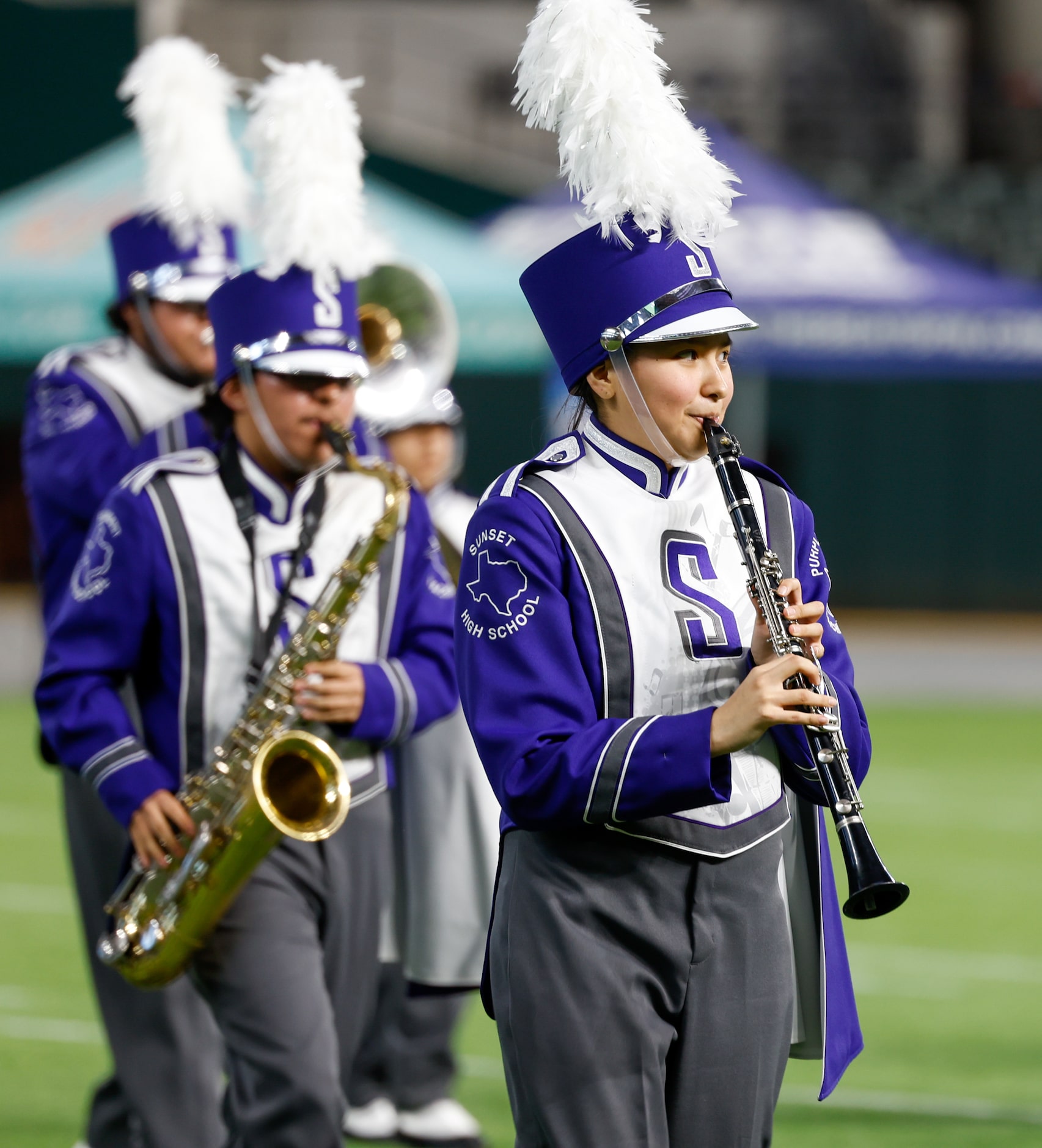 Sunset High School marching band members perform at the Roland Parrish Battle of the Bands...