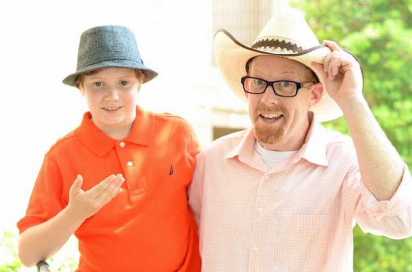 
Brad Jackson (right) and his son, Caleb Jackson. Brad is sporting the hat Caleb designed,...