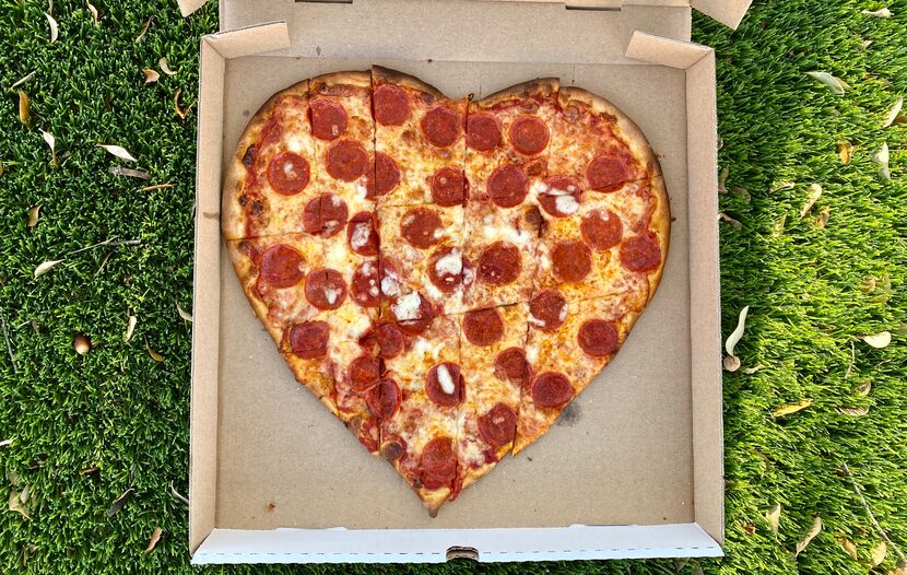 Mimi's Pizzeria serves heart-shaped pizzas for Valentine's Day this year.