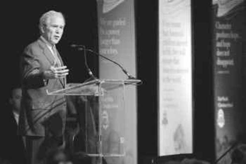 Former President George W. Bush spoke Saturday at a benefit gala for Fort Worth Christian...