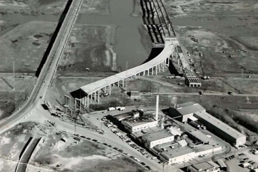 Jefferson Street Viaduct construction is shown on January 11, 1972. The Houston Street...
