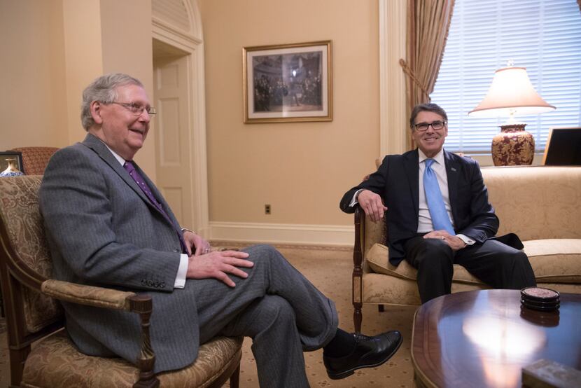 Senate Majority Leader Mitch McConnell, R-Ky., met with the Energy Secretary-designate,...