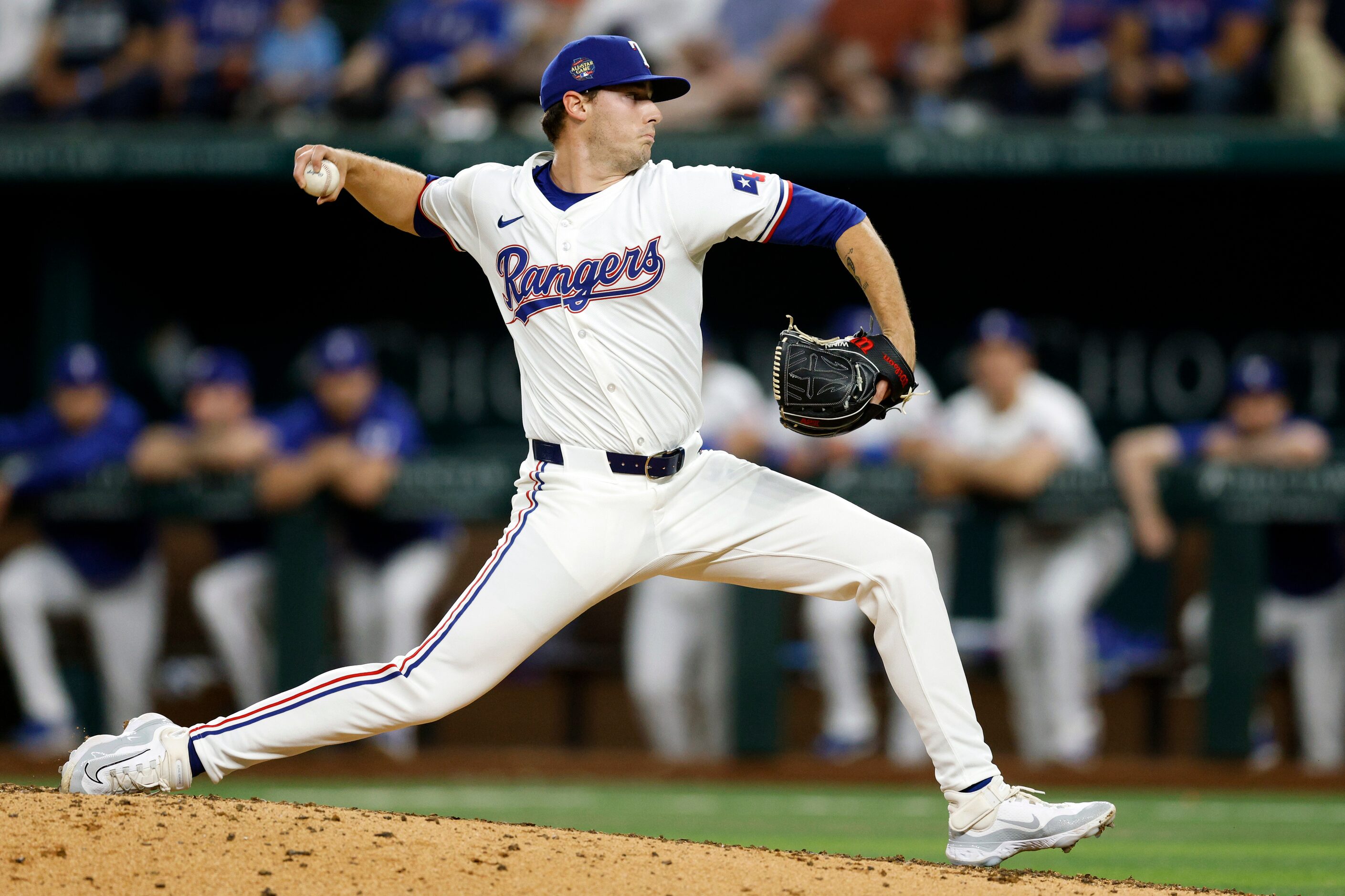 Texas Rangers starting pitcher Cole Winn (60) throws during the ninth inning against the...