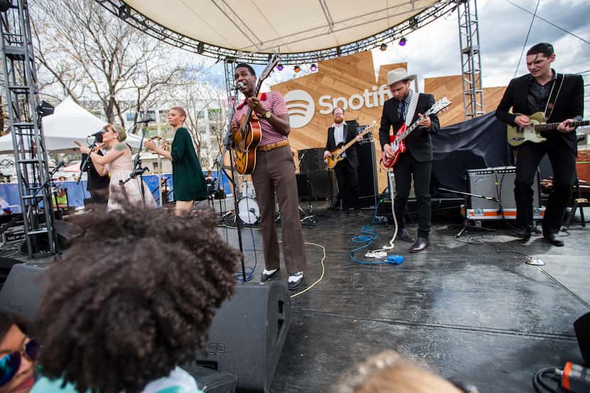 Musician Leon Bridges performs at Spotify's day party during the SXSW music festival on...