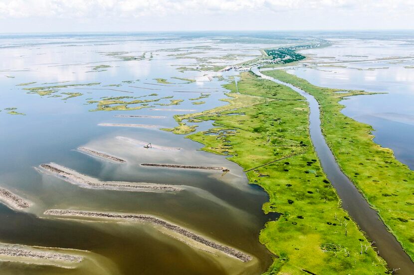 
A privately funded wetlands restoration project in Pointe Aux Chenes, a community in...