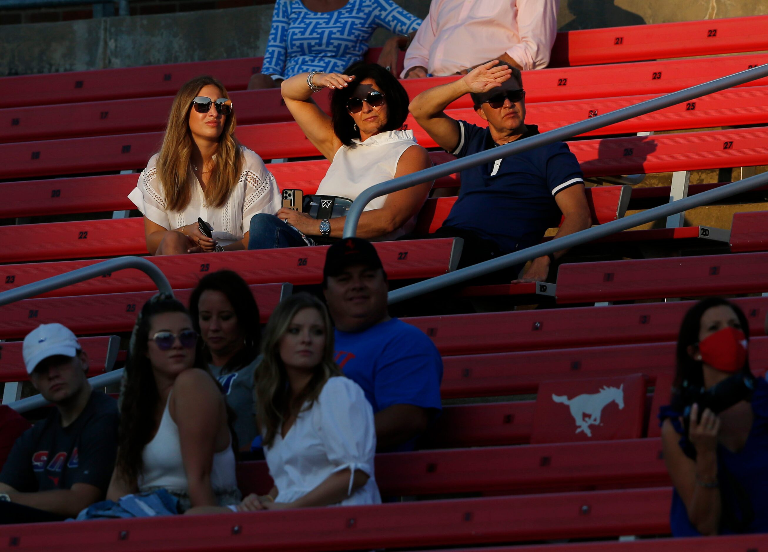 Fans watch as Southern Methodist Mustangs and Stephen F. Austin Lumberjacks play against...