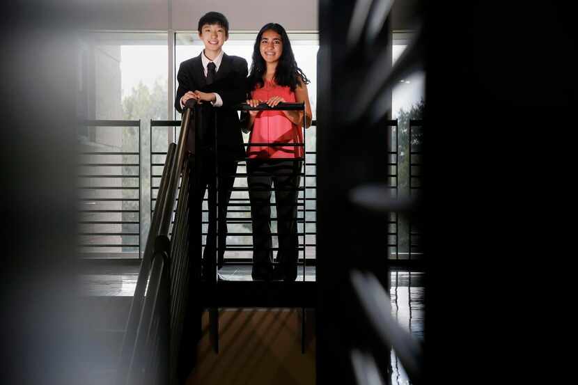 
Jasper High School freshmen David Yue (left) and Natasha Chugh, both 14 years old, are two...