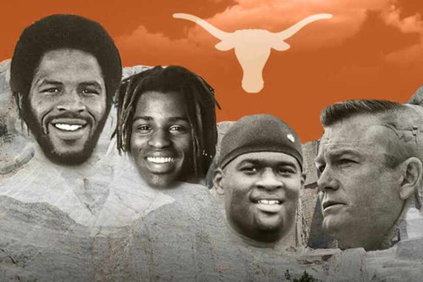 From left: Earl Campbell, Ricky Williams, Vince Young and Darrell Royal. CBS Sports Graphic