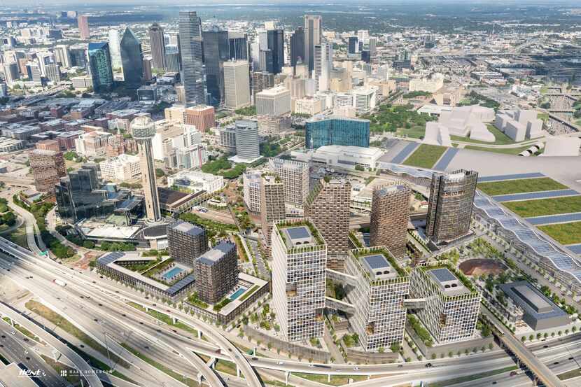 Hunt Realty's new plan for the Reunion property in downtown Dallas includes new office,...