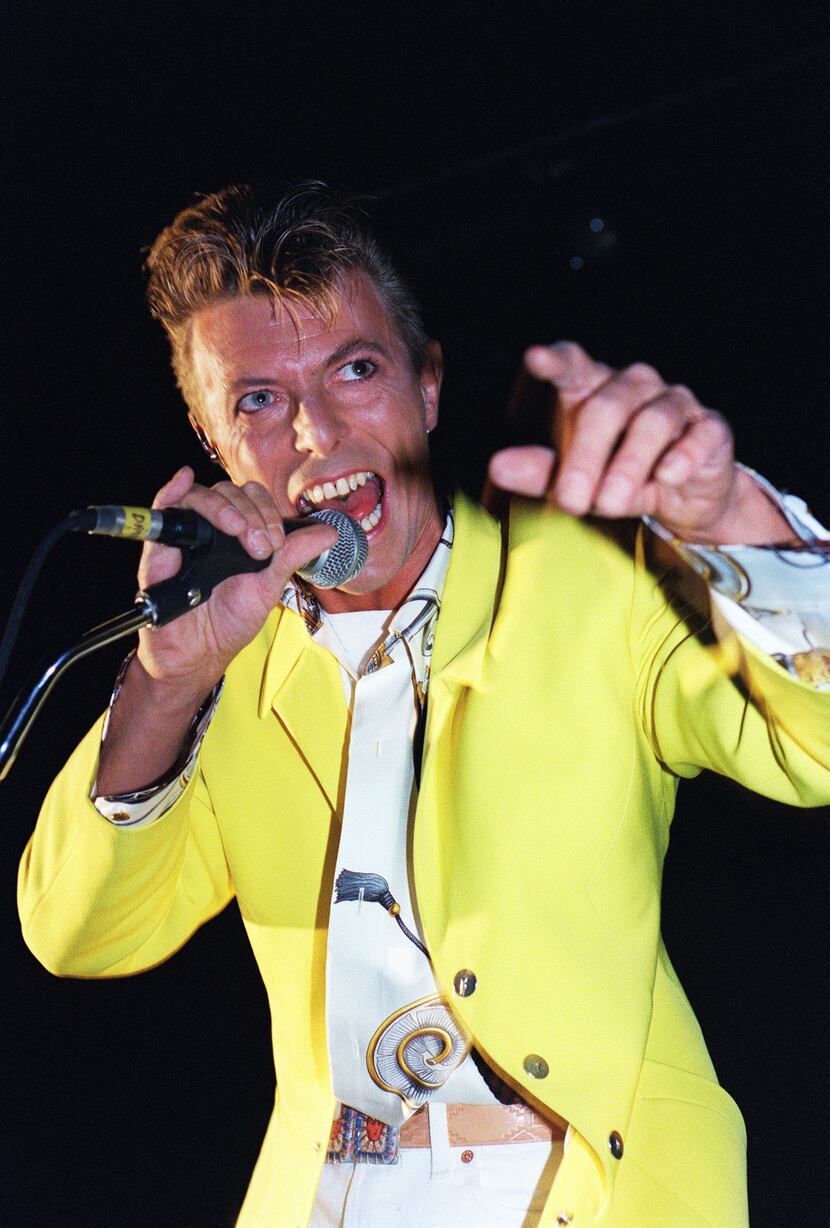 This file photo taken on October 29, 1991 shows British singer David Bowie performing on...