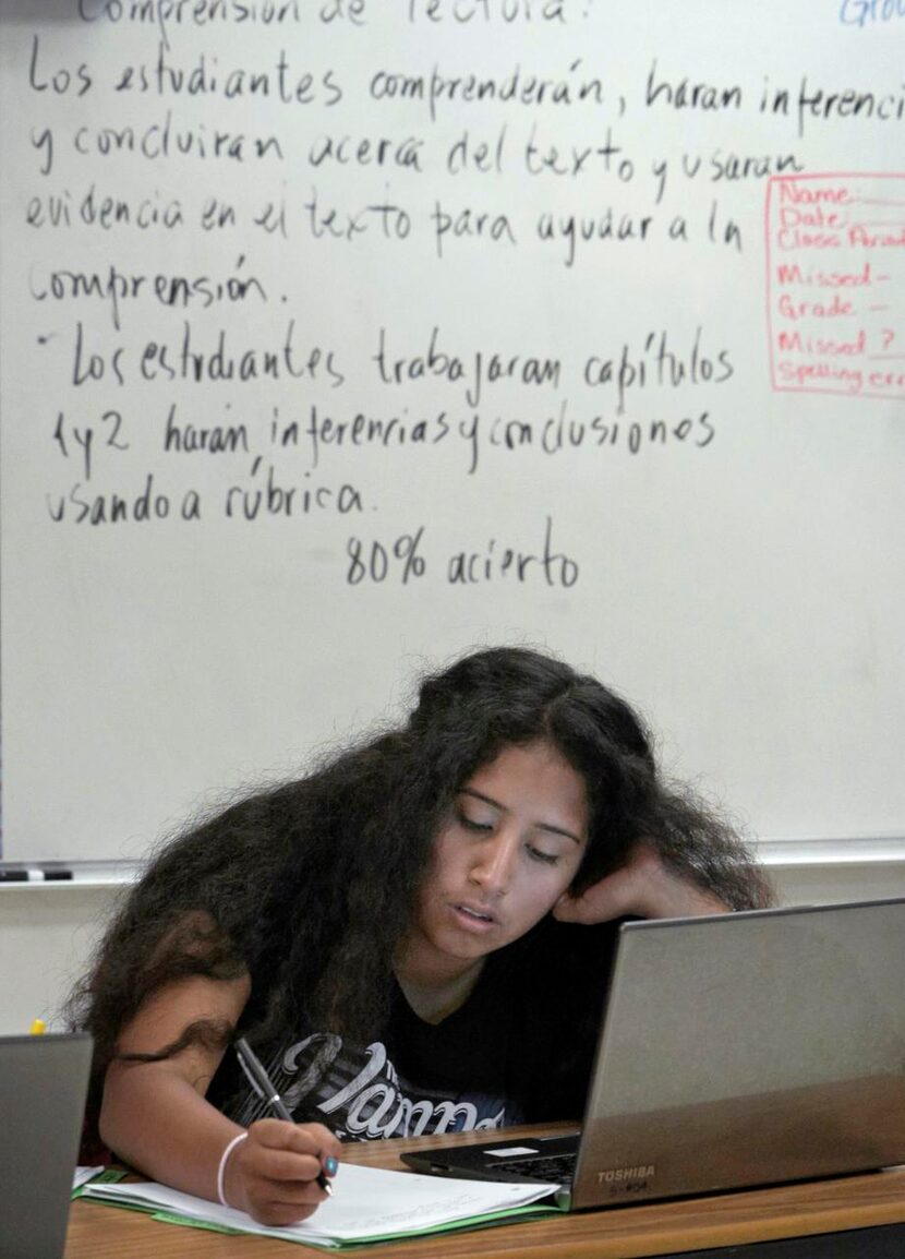 
Genesis De’Alva does work in an eighth-grade language arts class at Rosemont International...