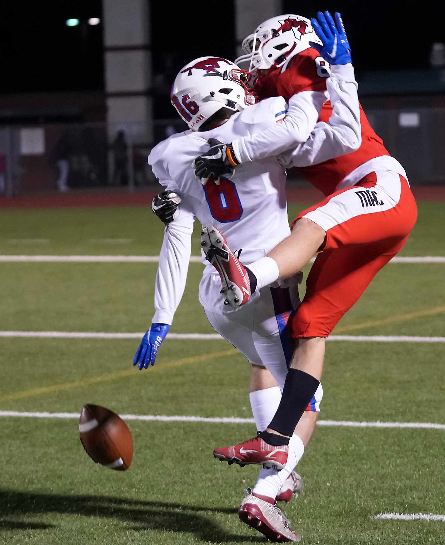 Richardson JJ Pearce defensive back Tanner Brickert (6) breaks up a pass intended for Irving...