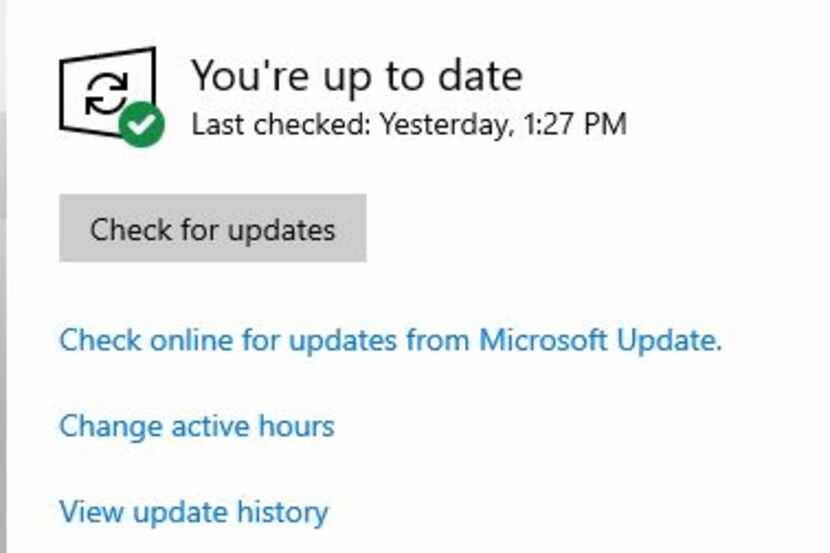 A screenshot of the Windows 10 Update control panel.