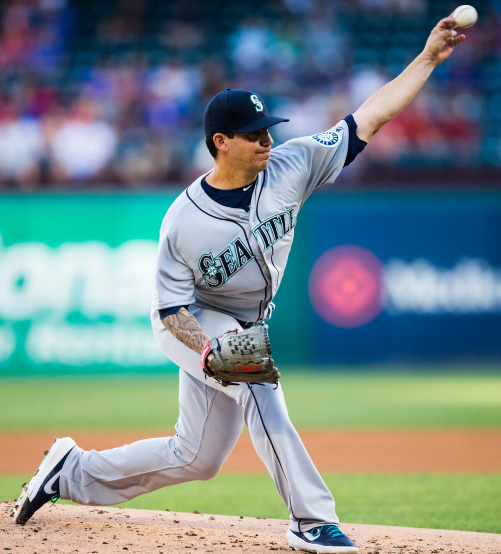 Seattle Mariners starting pitcher Tommy Milone (57) pitches during the first inning of an...