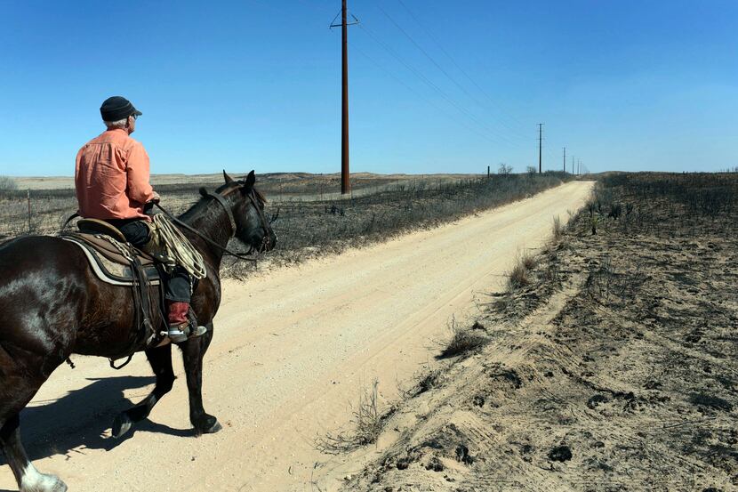 David Crockett, grandfather of Cody Crockett, who died in the Panhandle wildfire, rides the...