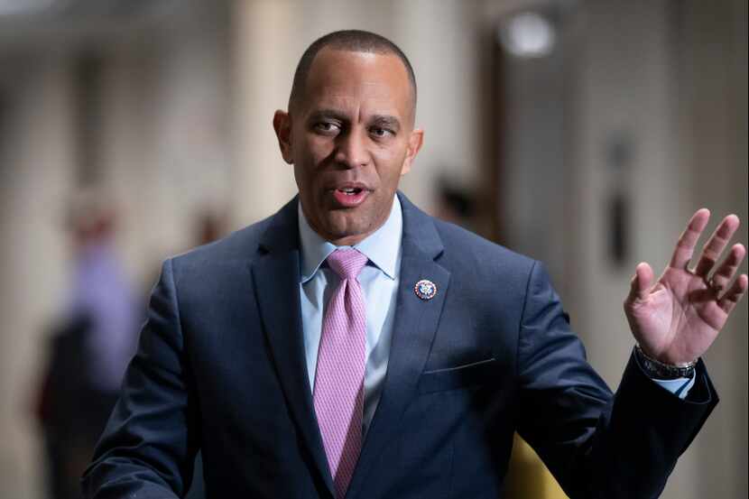 House Democratic Caucus Chair Hakeem Jeffries, D-N.Y., arrives for leadership elections at...