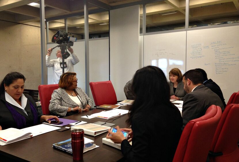 From left: Mayor Pro Tem Monica Alonzo, Dallas County elections administrator Toni...