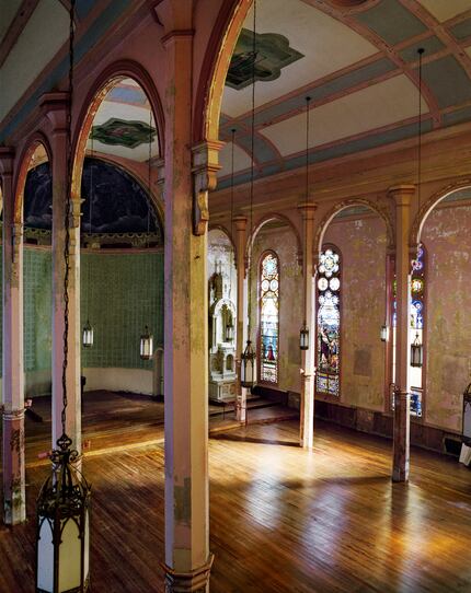 Stained-glass windows make for a stylish event space in the former church. 