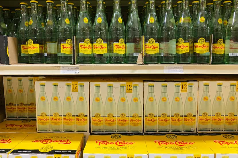 Topo Chico bottles at the shelves in El Rio Grande Latin Market in Mapple Ave. Dallas, this...