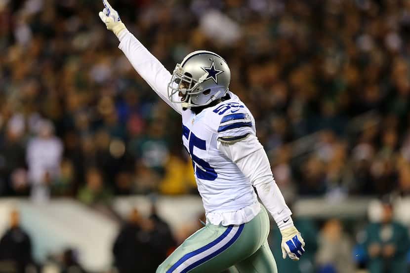 Rolando McClain #55 of the Dallas Cowboys celebrates during the game against the...