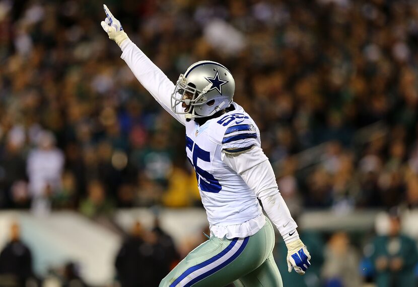 Rolando McClain #55 of the Dallas Cowboys celebrates during the game against the...