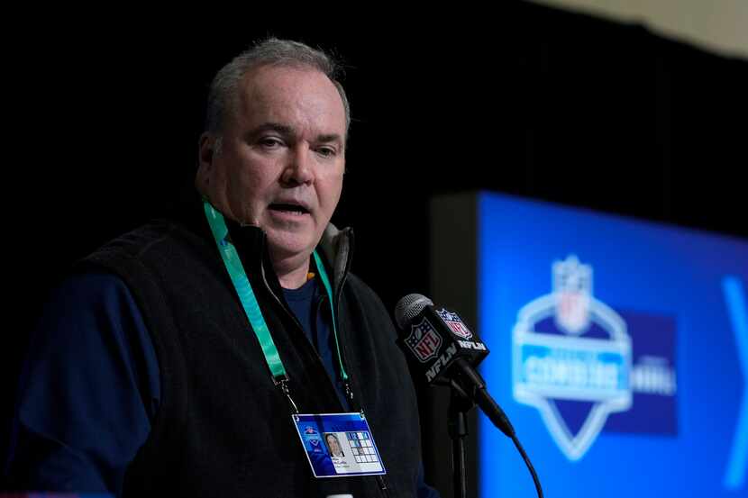 Dallas Cowboys head coach Mike McCarthy speaks during a press conference at the NFL football...