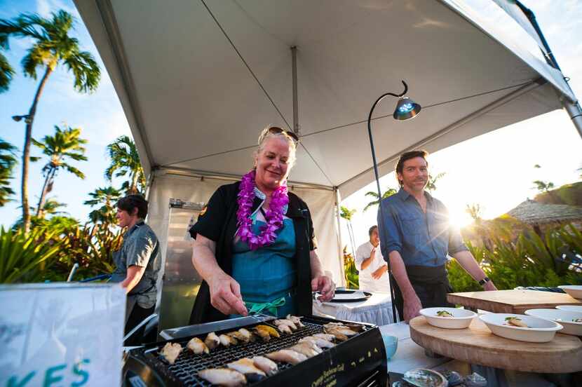 Top chef  Nancy Oakes says her shoulders drop 2 inches when she arrives in Hawaii.