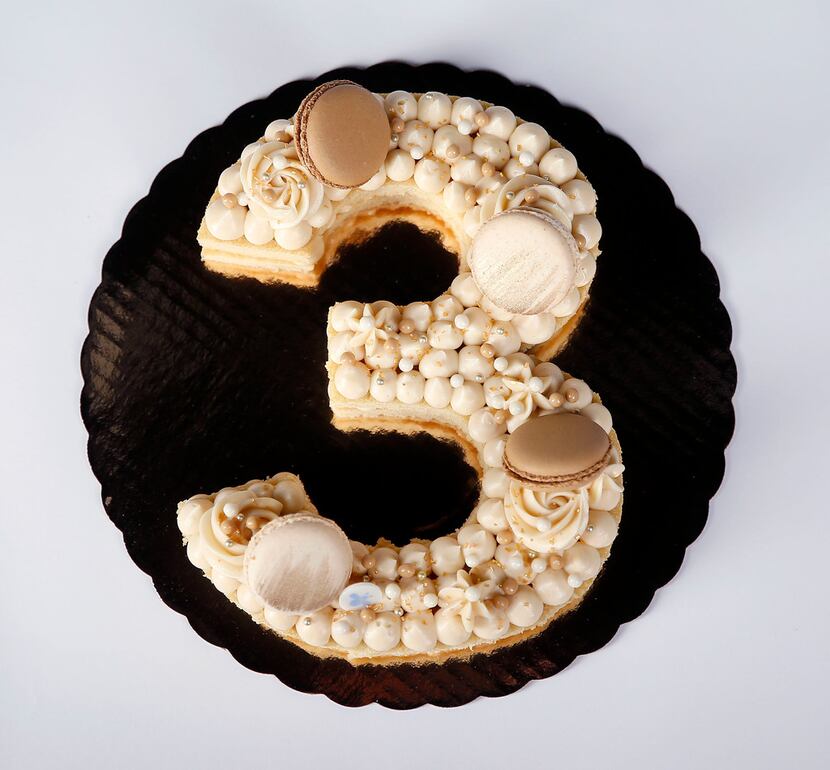 A 'number' macaron cake from Bisous Bisous Patisserie 