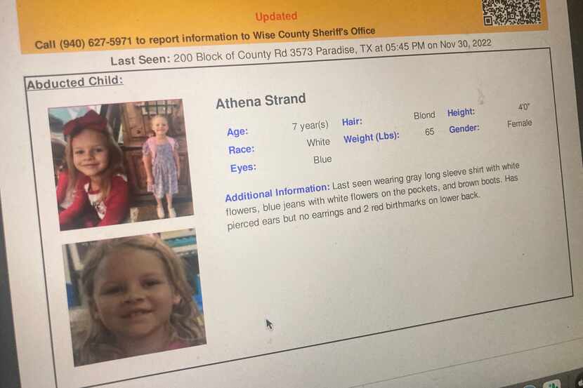 La Alerta Amber activada por Athena Strand, de 7 años, en el Norte de Texas.