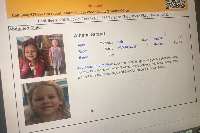 An Amber Alert was issued for 7-year-old Athena Strand