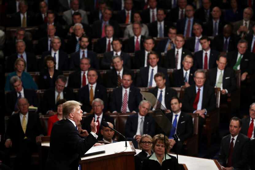 WASHINGTON, DC - FEBRUARY 28:  U.S. President Donald Trump addresses a joint session of the...