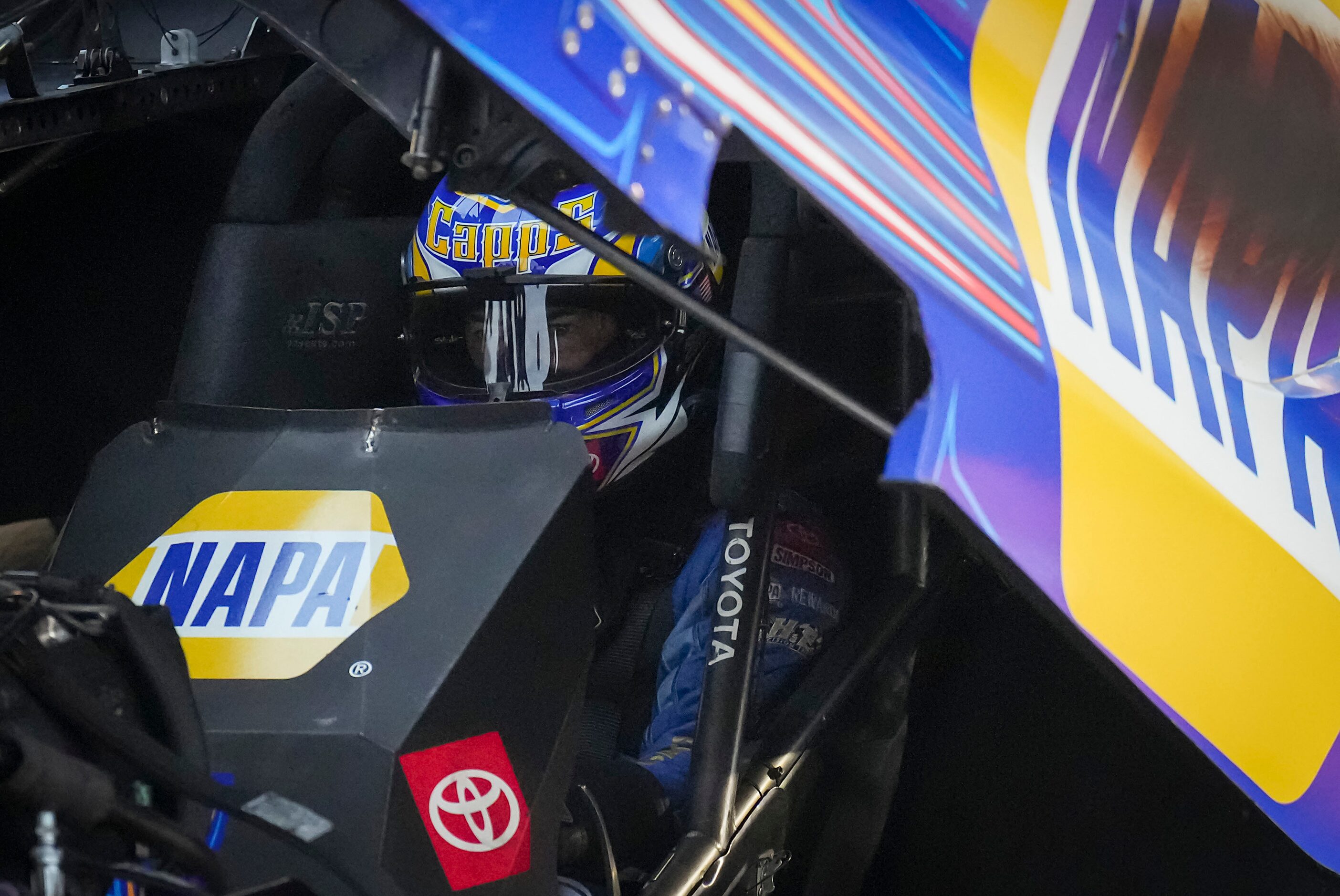 Ron Capps prepares for the start of his	Funny Car finals victory over Matt Hagan at the...