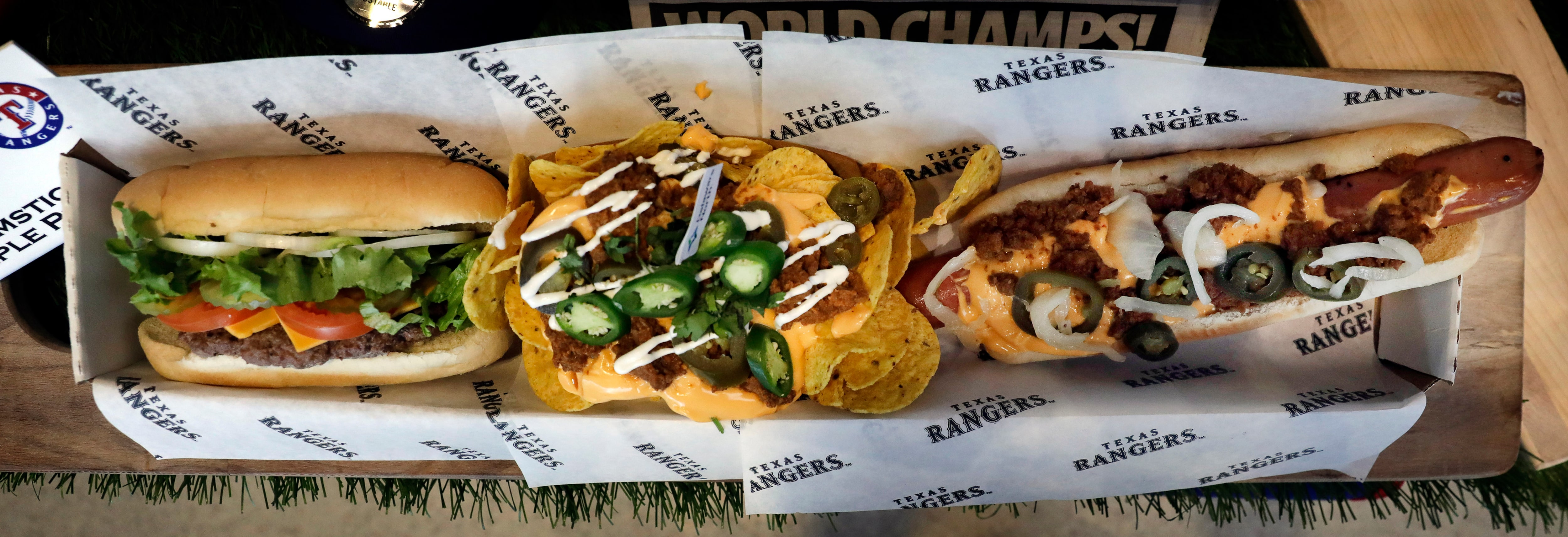 The Texas Rangers unveiled Broomstick Triple Play, a menu item for the 2024 season at Globe...