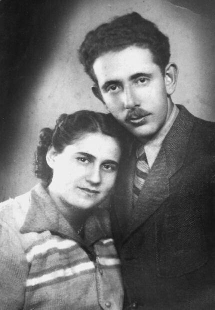 A photo of Julie Berman's parents, Magda and Laszlo Mittelman, on their wedding day in 1945....