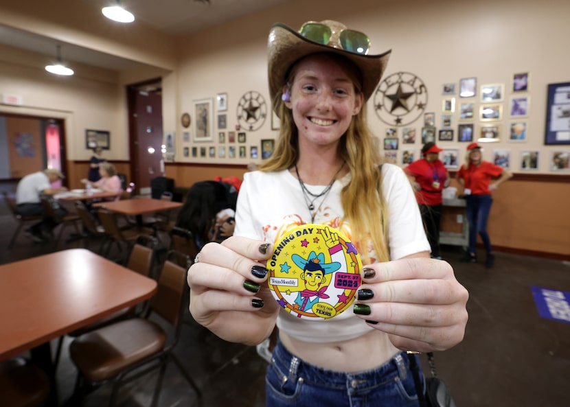 Haylee Arce shows off her pin at The State Fair of Texas in Dallas, TX, on Sep 27, 2024.