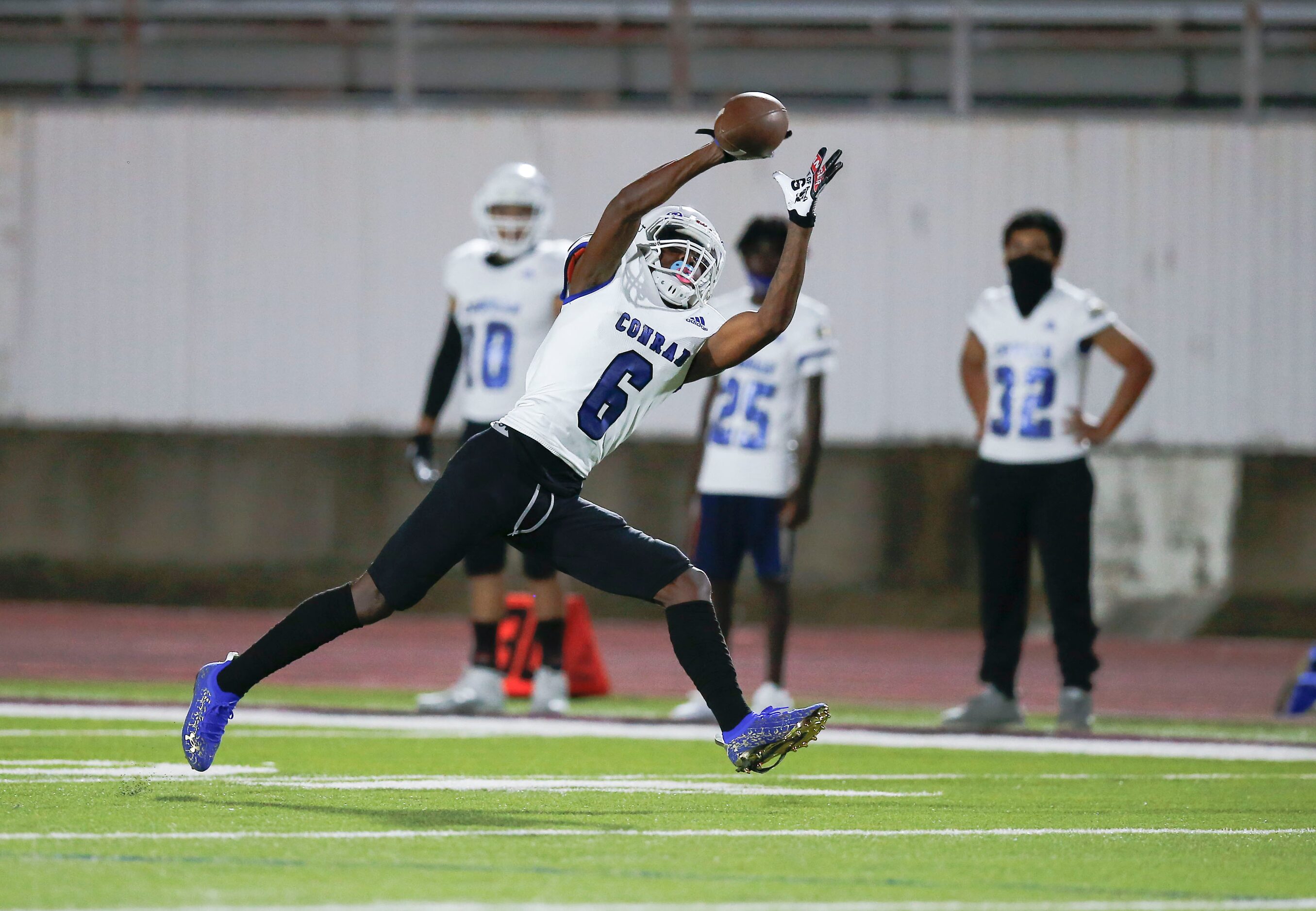 Conrad senior wide receiver Tony King is unable to pull in the pass during the first half of...