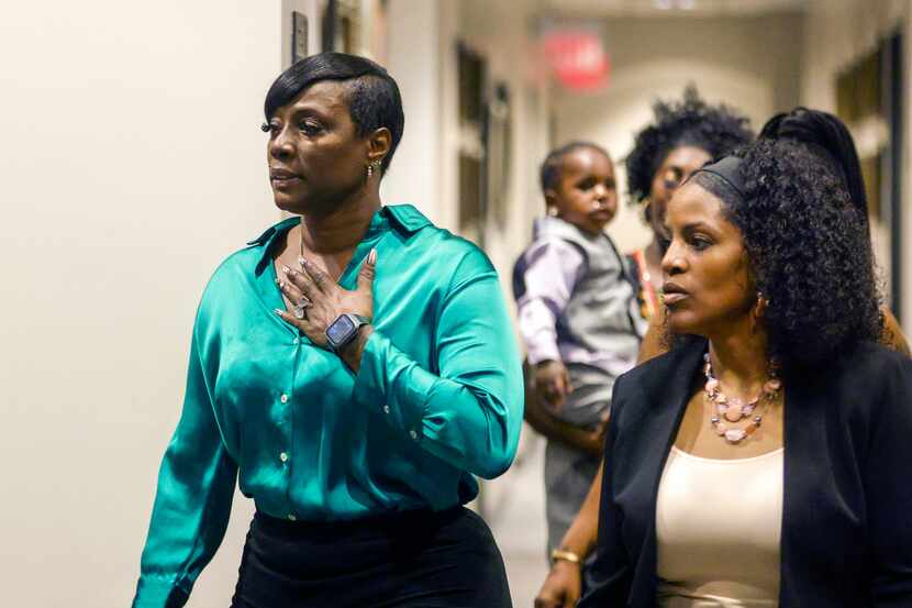 Crystal Mason (left) arrives outside the 2nd Court of Appeals with attorney Kim Cole at the...