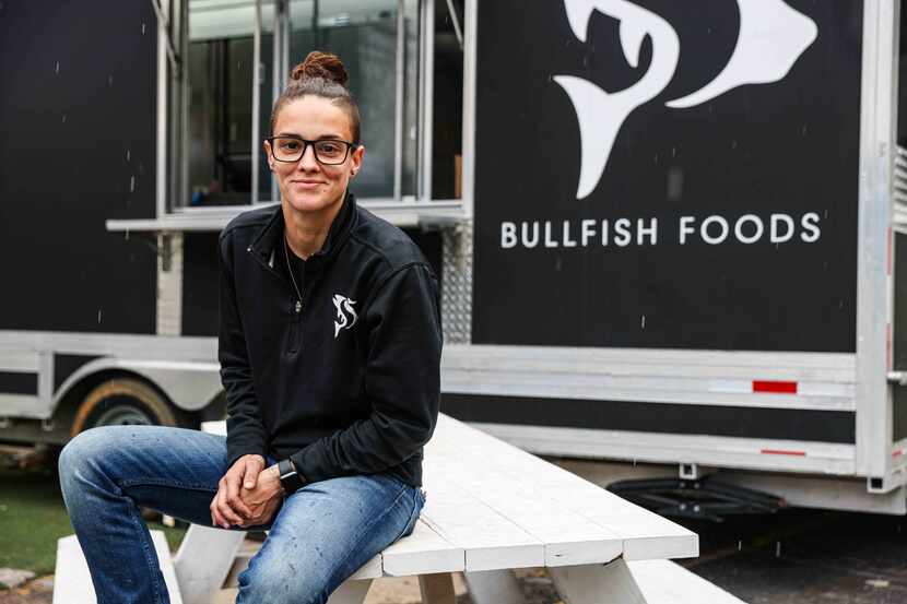 Chef Jordan Savell poses on her food truck Bullfish Foods in Fort Worth on Wednesday, March...