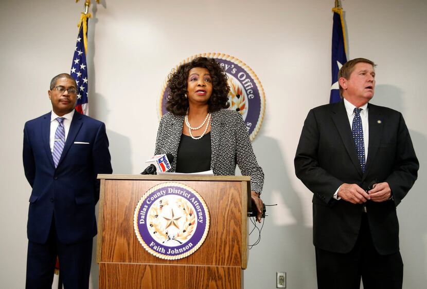 Dallas County District Attorney Faith Johnson announces that former Mesquite Police Officer ...