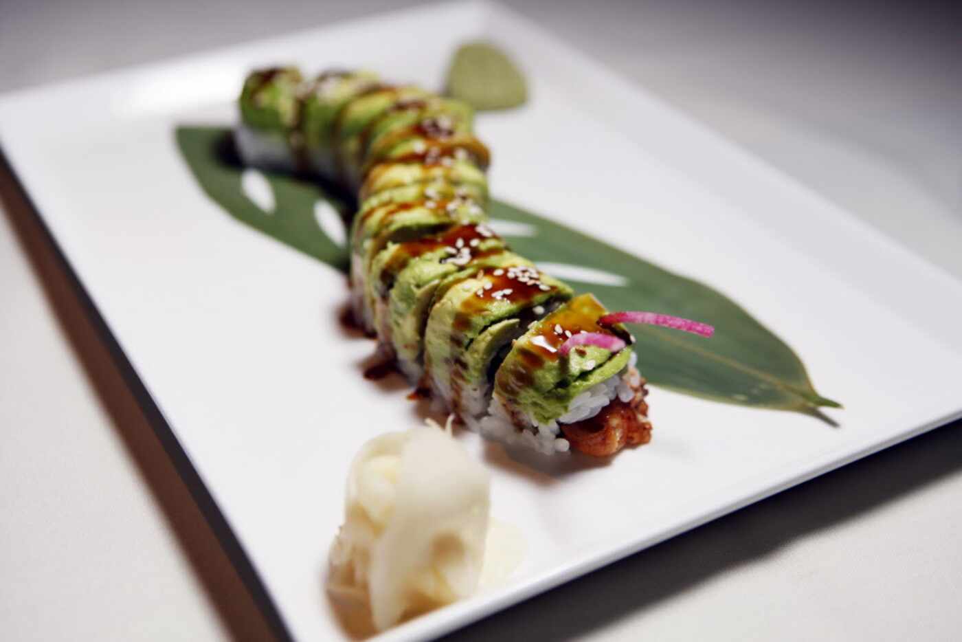 Caterpillar roll with fresh water eel, cucumber and avocado