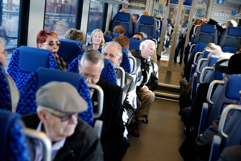 Travelers waited in their seats for a preview trip on Trinity Metro's TEXRail  to DFW...
