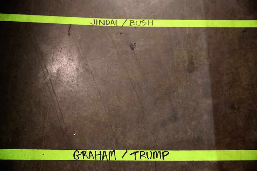  CLEVELAND, OH - AUGUST 06: Tape marks the place where Republican presidential candidates...