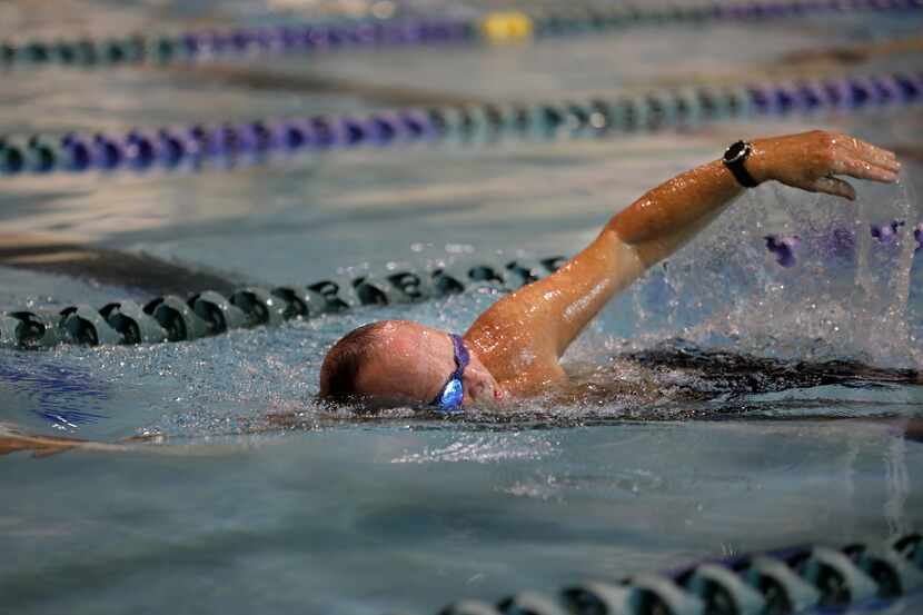 Peter Goodspeed swims laps at the Plano Oak Point Recreation Center in Plano, TX, on Dec....