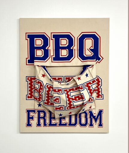 With works like his 2020 piece "to be had (bbq, beer, freedom)," Borna Sammak leans deeply...