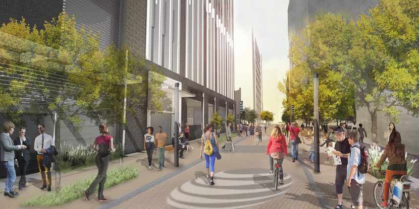 A conceptual rendering of a closed Jackson Street near AT&T's headquarters in downtown...