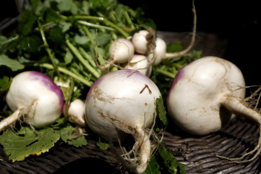 Locally grown turnips from Baugh Farms in Wills Point