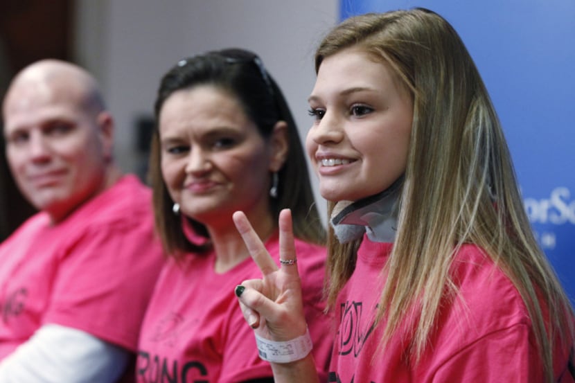 Makenzie Wethington, with parents Joe and Holly Wethington, met the public Thursday for the...